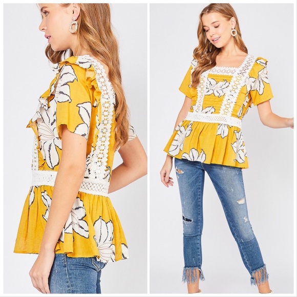 Entro Big Flowers Peplum Top - Picture 5 of 7